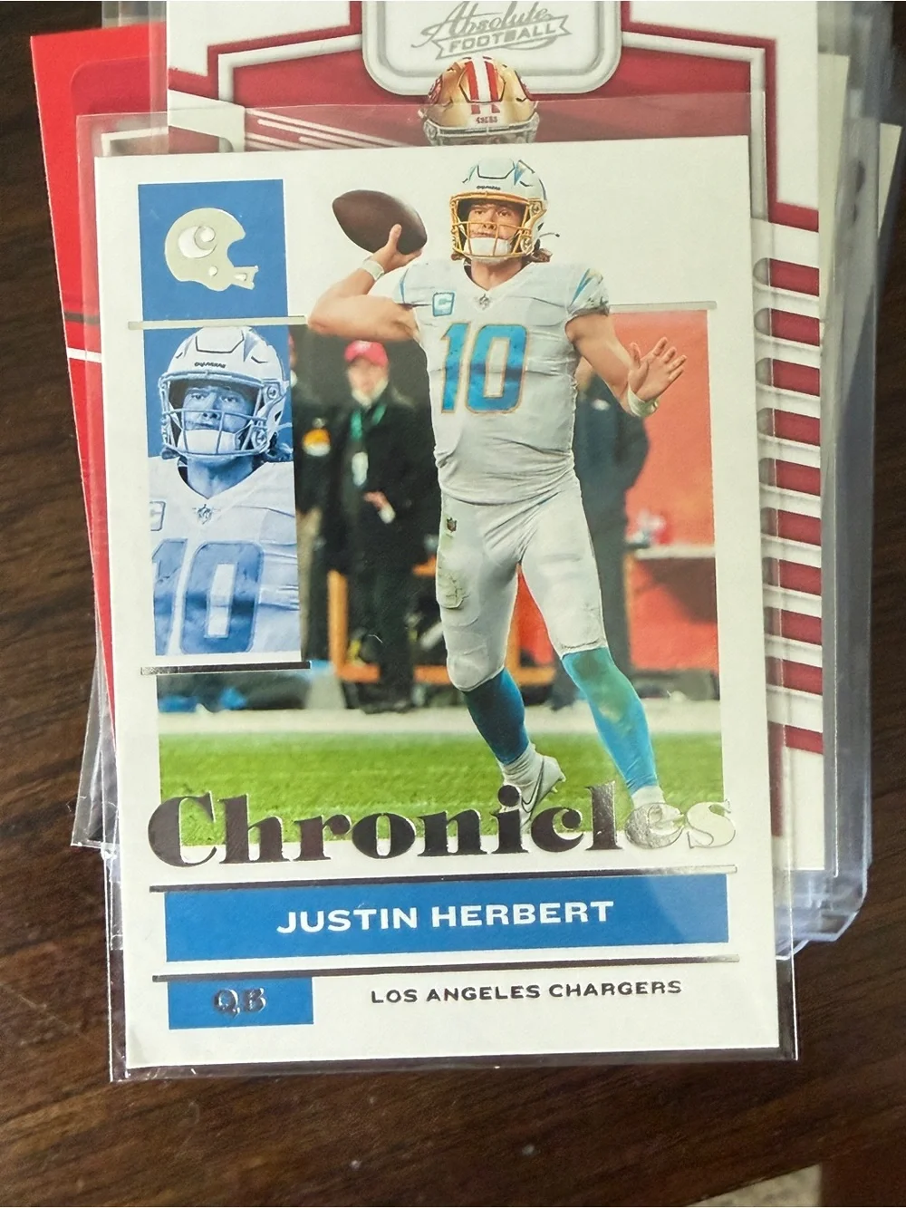 Justin Herbert Football Trading Card - Chargers (White/Blue)